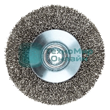 Щетка для УШМ Denzel 100 мм, М14, тарелка, витая нержавеющая проволока 0,3 мм