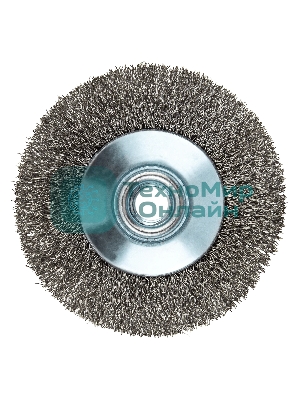 Щетка для УШМ Denzel 100 мм, М14, тарелка, витая нержавеющая проволока 0,3 мм