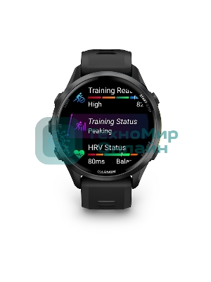 Смарт-часы Garmin Forerunner 970 черный, темно-серый DLC титановый безель, черный ремешок 47мм