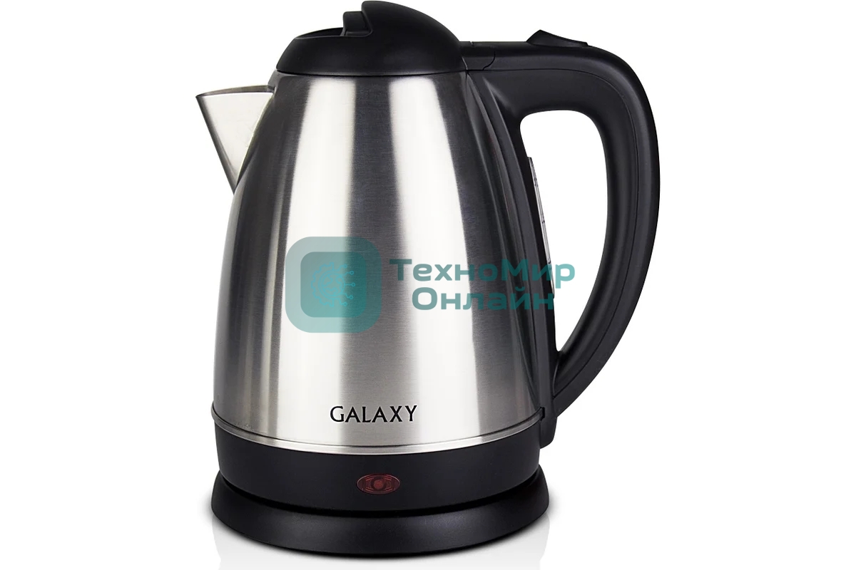 Чайник электрический Galaxy GL 0304 серый, металл, 2000 Вт, 1.8 л, съемный фильтр, шкала уровня воды