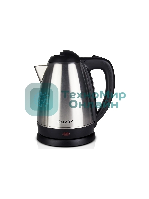 Чайник электрический Galaxy GL 0304 серый, металл, 2000 Вт, 1.8 л, съемный фильтр, шкала уровня воды