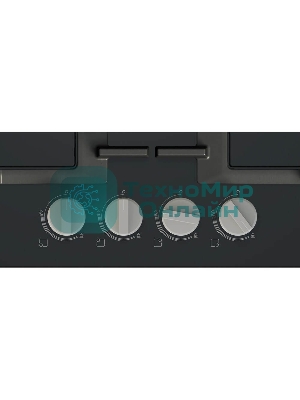 Поверхность газовая Bosch PNP6B6K40 Газ, 4.5х59x52 см, закаленное стекло, 4 конфорки, газ-контроль, автоподжиг, черный