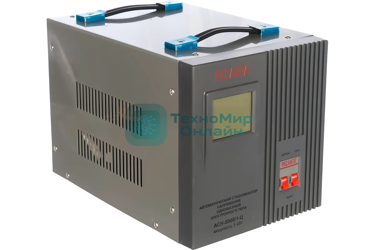 Стабилизатор напряжения Ресанта АСН-5000/1-Ц электронный однофазный серый