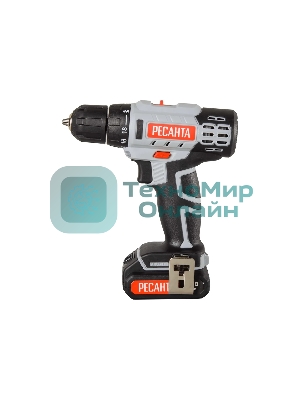 Дрель-шуруповерт Ресанта ДА-14-2ЛК, 14,4 В, 2 Ач, 45 Нм, щеточный