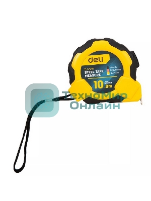 Рулетка Deli DL3799 10мx25мм, Автостоп, ударопрочный корпус, метрическая