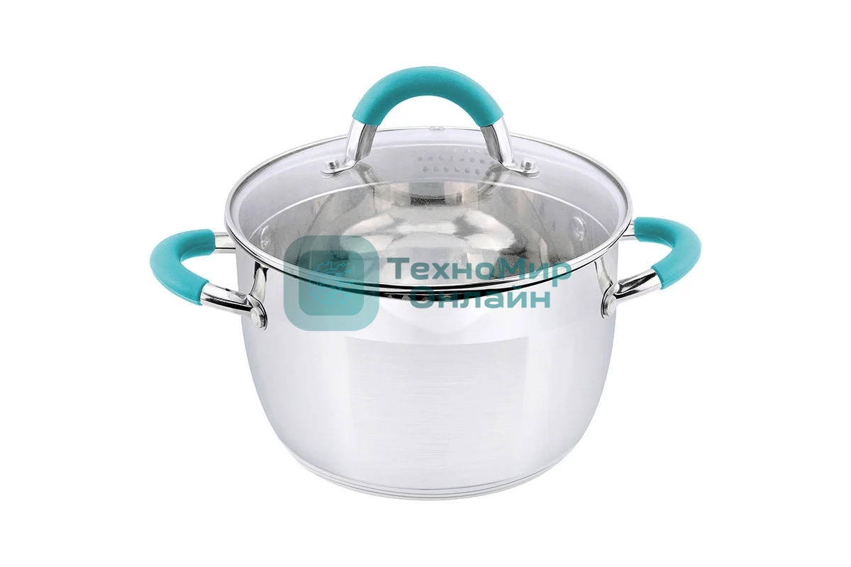 Кастрюля MALLONY BRAVO нержавеющая сталь, со стеклянной крышкой, 5,1 л, d-22