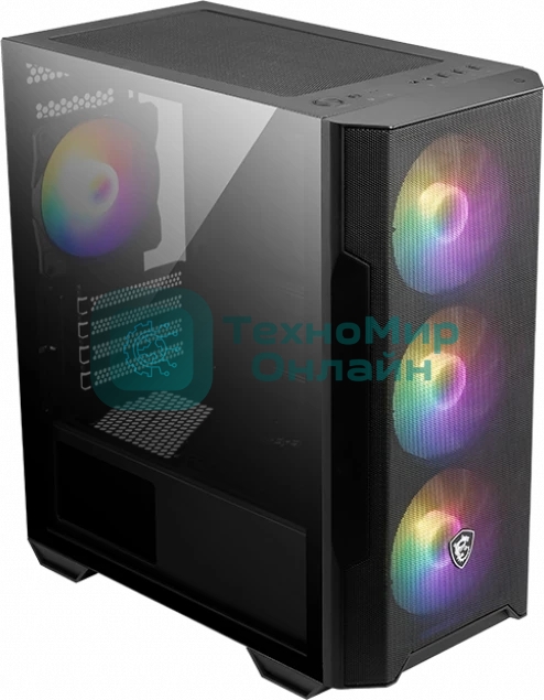 Компьютерный корпус MSI MAG FORGE M100R 1xUSB 3.0, 2xUSB 2.0, 4x120мм ARGB Fan, ARGB Control Board, Tempered Glass Window, Brown Box (932220)
