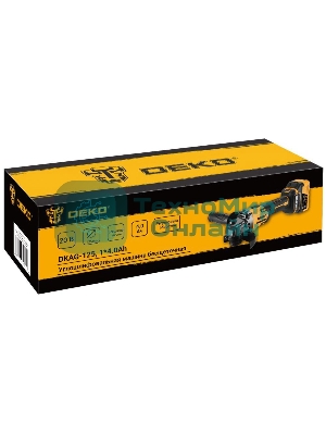 Угловая шлифовальная машина бесщеточная DEKO DKAG-125, 20В, 1*4.0А·ч