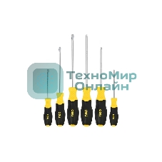 Набор отверток Deli DL630006N 6шт SL5x75 + SL5x100 + SL6x150 + PH1x75 + PH1x100 + PH2x150 сталь Cr-V, двухкомпонентная прорезиненная рукоять