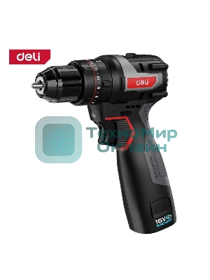 Дрель-шуруповерт Deli DE-CZ16-1D2, 16 В, 2 Ач, 45 Нм, бесщеточный, ударный