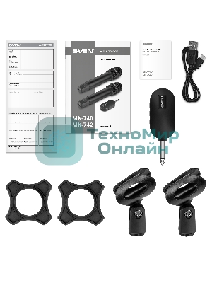 Набор беспроводных микрофонов SVEN MK-742, черный (2.4GHz, 180mAh)