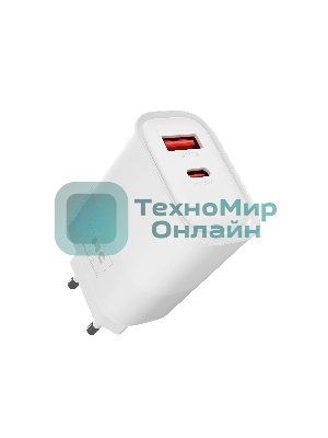 Сетевое зарядное устройство MORE CHOICE NC81i СЗУ 1USB+1Type-C 3.0A PD 20W+ QC3.0, белый