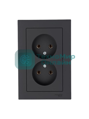 Розетка 2-м AtlasDesign без заземл. 16А в сборе карбон SchE ATN001020