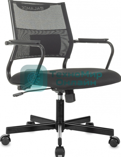 Кресло офисное Бюрократ CH Balance-Low черный Elastic-102 TW-11 сетка/ткань, низк. спин. крестов. металл черный