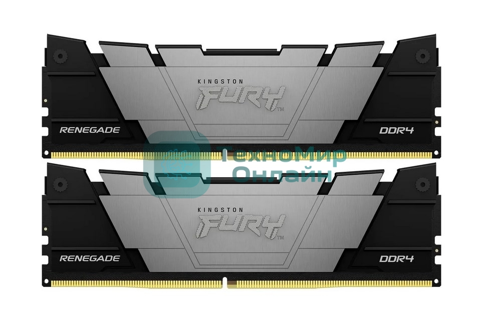 Оперативная память Kingston Fury Renegade, DDR4, 64GB (2x32 GB), 3200 MHz, CL16, DIMM, с радиатором, черный