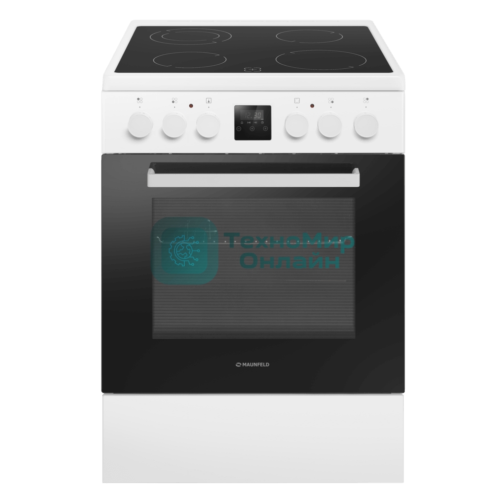Плита электрическая Maunfeld MEC67CW08TD белый, конфорок 4 шт, духовка 59 л, 60 см x 85 см x 60 см