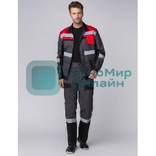 Костюм Виват-1 Премиум (ткань Смесовая,240) брюки, серый черный красный, 52-54 170-176