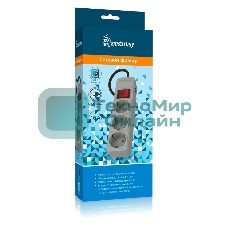 Сетевой фильтр 16А, 3500 Вт, 3 гнезда, без з/ш, с з/к, ПВС 3x1.0, 5 м, серый (SBSP-3-50-G)