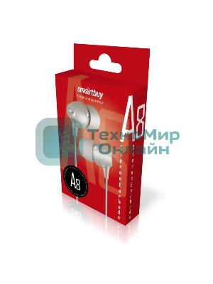 Проводные наушники Smartbuy A8 серый, внутриканальные, Jack 3.5 мм, микрофон на проводе