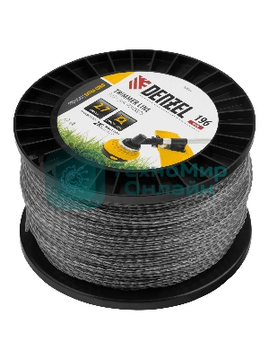 Леска для триммера Denzel двухкомпонентная витой квадрат, 2,7мм х 196м, на DIN катушке EXTRA CORD