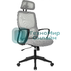 Кресло Бюрократ Wise серый, сетка, подголовник