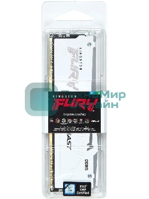 Оперативная память Kingston Fury Beast, DDR5, 32Gb (1x32Gb), 5600MHz, CL40, DIMM, с радиаторами, RGb, белый