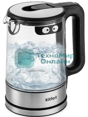 Чайник электрический Kitfort КТ-6128 1.7л. 2200Вт черный (корпус: стекло)