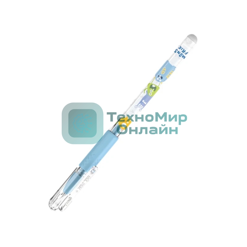 Ручка гелевая Deli EG101-BL прозрачный, d=0.5мм, синие чернила, игловидный пишущий наконечник, резиновая манжета