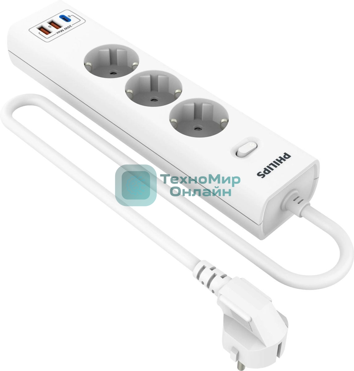 Сетевой фильтр Philips CHP4336WB/51, 3 м, 3 розетки, белый