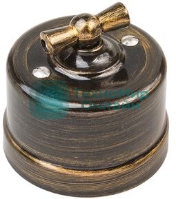 Выключатель проходной поворотный Bironi B1-201-25 1-кл. ОП Лизетта 10А IP20 ретро 4 полож. ABS-пластик бронза