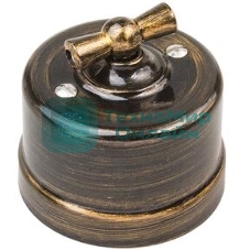 Выключатель проходной поворотный Bironi B1-201-25 1-кл. ОП Лизетта 10А IP20 ретро 4 полож. ABS-пластик бронза