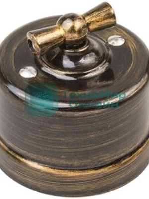 Выключатель проходной поворотный Bironi B1-201-25 1-кл. ОП Лизетта 10А IP20 ретро 4 полож. ABS-пластик бронза