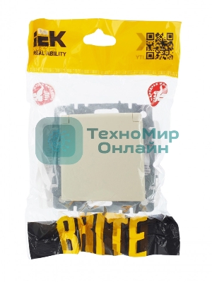 Розетка 1-местная IEK BRITE РСбш10-3-44-БрКр с заземлением, с защитными шторками и крышкой, 16А, IP44, бежевый