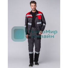 Костюм Виват-1 Премиум (ткань Смесовая,240) брюки, серый черный красный, 52-54 182-188