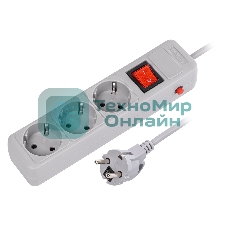 Сетевой фильтр 16А, 3500 Вт, 3 гнезда, без з/ш, с з/к, ПВС 3x1.0, 5 м, серый (SBSP-3-50-G)