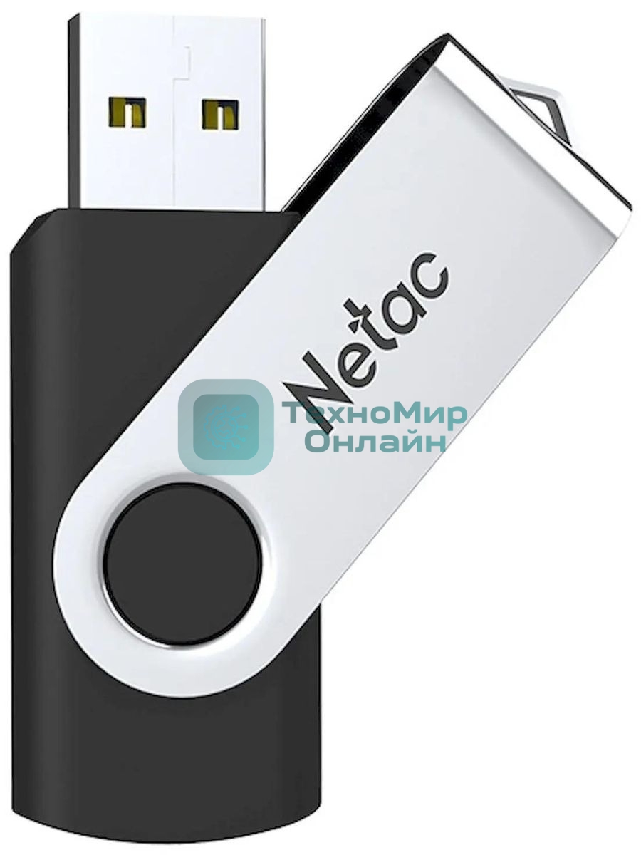 Флешка USB Netac U505 (NT03U505N-008G-20BK), 8Gb, USB 2.0, R/W 70/30, черный/серебристый