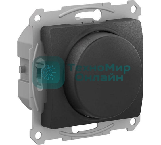 Светорегулятор (диммер) SE Glossa антрацит, повор-нажим, LED, RC, 400 Вт, мех.