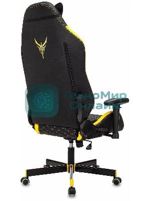 Кресло Knight Neon черный/желтый, экокожа, 120 кг, механизм качания