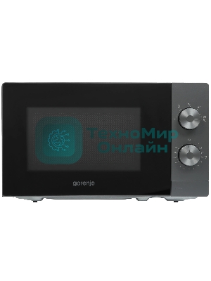 Микроволновая печь Gorenje MO20E1T4 серый/черный, 20 л, 700 Вт, переключатели - поворотный механизм