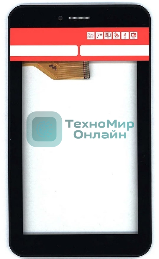 Сенсорное стекло (тачскрин) для Irbis TX37, черное с рамкой