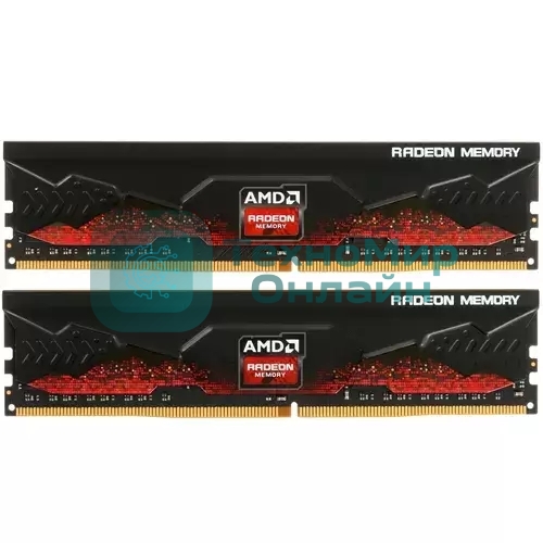 Оперативная память AMD Radeon R9, DDR4, 16GB (2x8GB), 3200MHz, CL16, DIMM, с радиатором, черный
