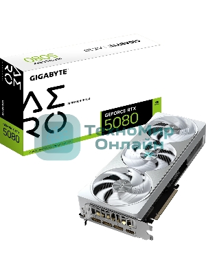 Видеокарта Gigabyte PCI-E 5.0 GV-N5080AERO OC-16GD 1.0 NVIDIA GeForce RTX 5080 AERO OC SFF 16Gb 256bit GDDR7 2730/30000 HDMIx1 DPx3 HDCP Ret