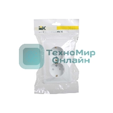 Розетка 2-м СП Вега РСш12-3-ВБ с заземл. контактом и защ. штор 16А белый IEK ERV24-K01-16-DM