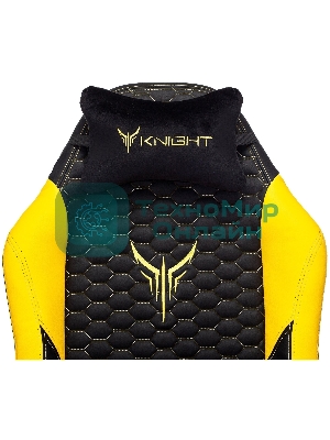 Кресло Knight Neon черный/желтый, экокожа, 120 кг, механизм качания