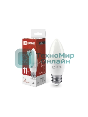 Лампа светодиодная LED-СВЕЧА-VC 11Вт 230В E27 4000К 990лм IN HOME 4690612020495