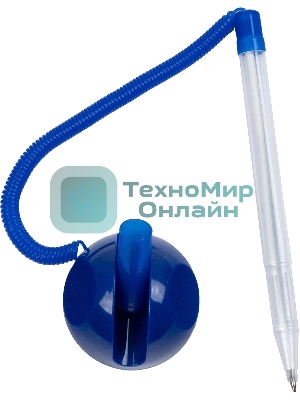 Ручка шариковая Silwerhof Eco синий d=0.7мм, синие чернила, индивмдуальный пакет с европодвесом, на подставке, сменный стержень, линия 0.5мм