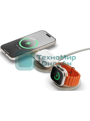 Переносное зарядное устройство Satechi Qi2 OntheGo 3-in-1 Wireless Charger, песочный