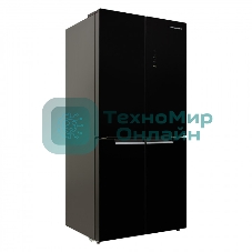 Холодильник Schaub Lorenz SLU X490GY3EI черное стекло трехкамерный 300/124л морозилка снизу, No Frost, Side by Side