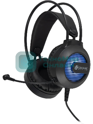 Гарнитура Oklick HS-L300G чёрный, проводная, 3.5 мм, подсветка