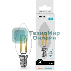 Лампа филам. Gauss Filament 10Вт цок.:E14 свеча св.свеч.бел.нейт. (упак.:10шт) (32120)